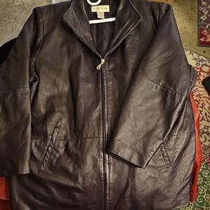 Venezia Dark Purple Leather Outerwear